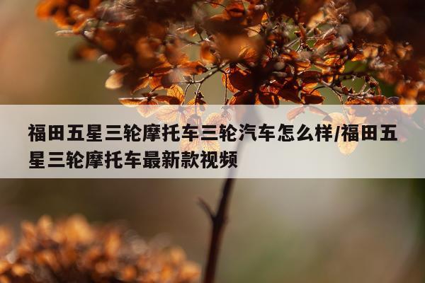 福田五星三轮摩托车三轮汽车怎么样/福田五星三轮摩托车最新款视频