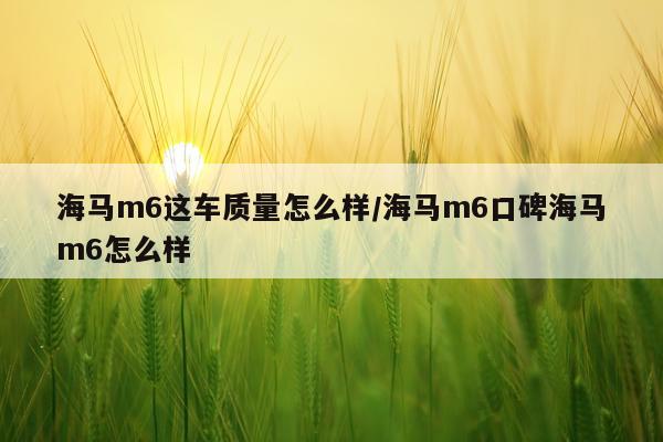 海马m6这车质量怎么样/海马m6口碑海马m6怎么样