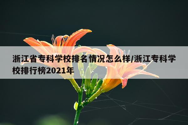 浙江省专科学校排名情况怎么样/浙江专科学校排行榜2021年