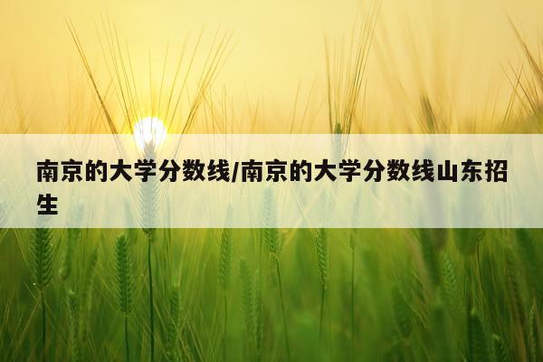 南京的大学分数线/南京的大学分数线山东招生
