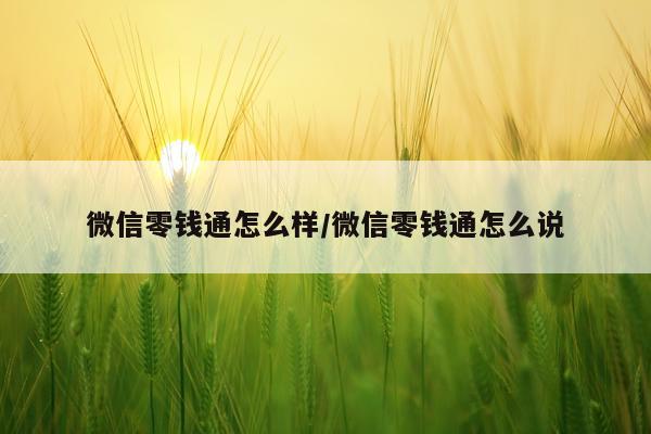 微信零钱通怎么样/微信零钱通怎么说