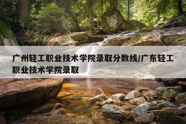 广州轻工职业技术学院录取分数线/广东轻工职业技术学院录取