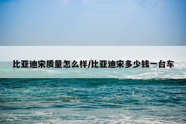 比亚迪宋质量怎么样/比亚迪宋多少钱一台车