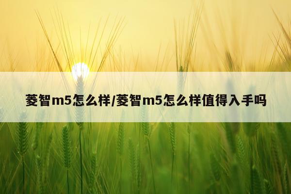 菱智m5怎么样/菱智m5怎么样值得入手吗