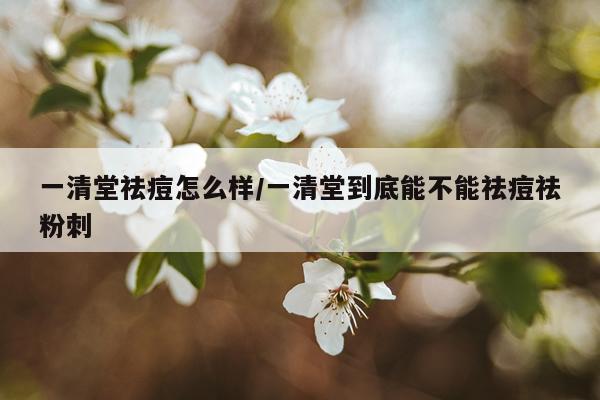 一清堂祛痘怎么样/一清堂到底能不能祛痘祛粉刺