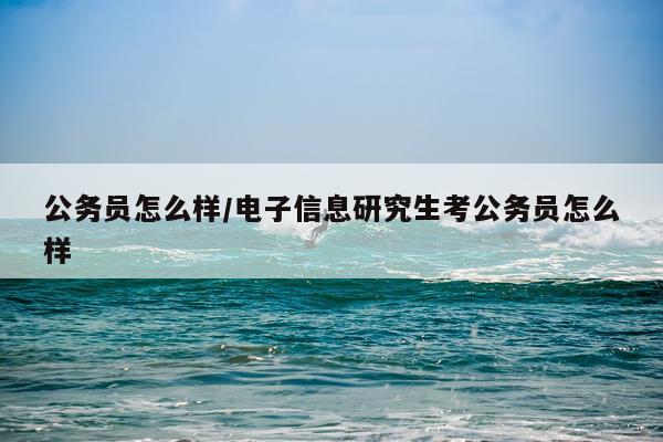 公务员怎么样/电子信息研究生考公务员怎么样