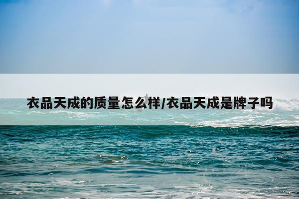 衣品天成的质量怎么样/衣品天成是牌子吗