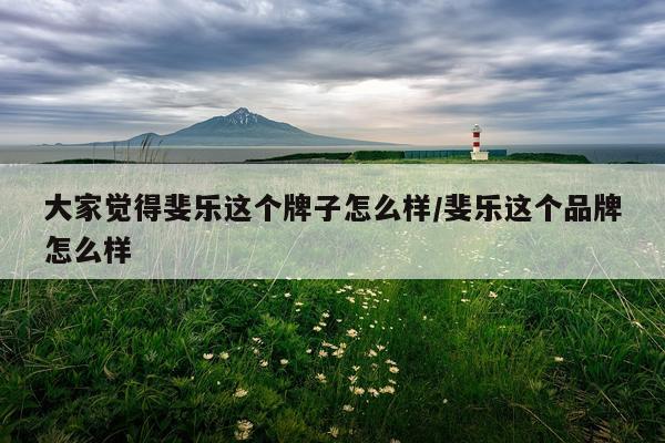 大家觉得斐乐这个牌子怎么样/斐乐这个品牌怎么样