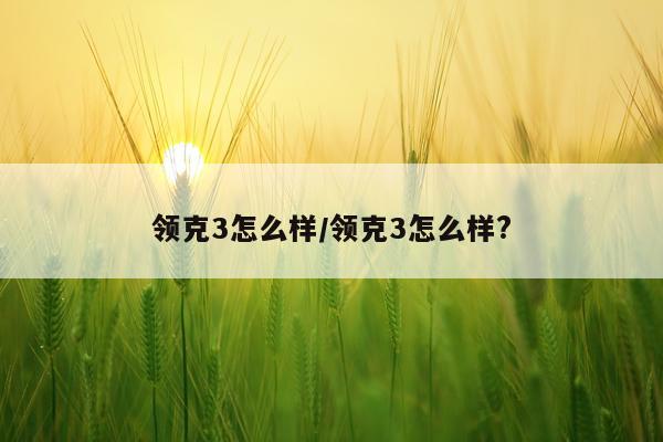 领克3怎么样/领克3怎么样?
