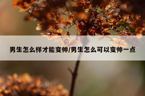 男生怎么样才能变帅/男生怎么可以变帅一点