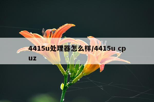 4415u处理器怎么样/4415u cpuz